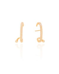 Ear Hook Ponto de Luz Cravejado Cristal 2.5 cm Banhado a Ouro 18K