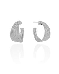 Brinco Argola Fios Texturizados 2.5 cm Ródio Branco