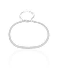 Pulseira Malha Fita 3 mm Ródio Branco