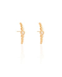 Ear Hook Corações Cravação Inglesa Cristal 2.4 mm Banhado a Ouro 18K