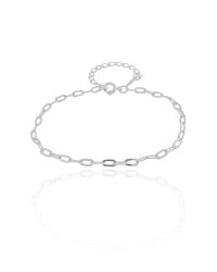 Pulseira Elos Ovais 3 mm Ródio Branco