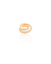 Piercing Duplo Cravejado Baguetes Cristal Banhado a Ouro 18K