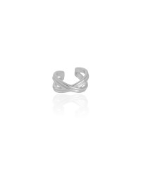 Piercing em X Detalhado Ródio Branco