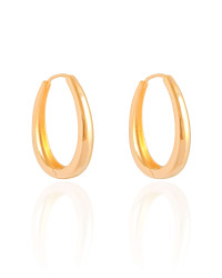 Brinco Argola Click Oval Lisa 3.4 cm Banhado a Ouro 18K