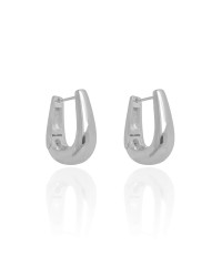 Brinco Argola Click em U Lisa 2.4 cm Ródio Branco