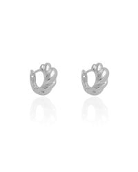 Brinco Argola Click Croissant 1.6 cm Ródio Branco