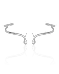 Ear Cuff Cobra Lisa Ponto de Luz Cristal 3.0 cm Ródio Branco
