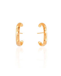 Ear Hook Martelado Banhado a Ouro 18K