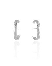 Ear Hook Martelado Ródio Branco