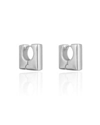 Brinco Argola Quadrada Lisa 1.9 cm Ródio Branco