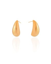Brinco Gota Frisada 2.2 cm Banhado a Ouro 18K