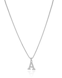 Gargantilha Veneziana Letra A Cravejada Cristal Ródio Branco - 45 cm