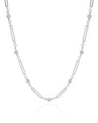 Choker Elos com Pérolas Ródio Branco - 32 cm