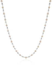 Gargantilha Pérolas Bolinhas Diamantadas Ródio Branco - 40 cm
