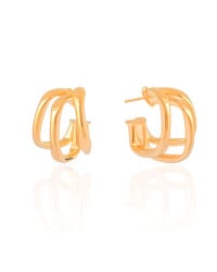 Brinco Argola Três Filetes Orgânicos Lisos 2.5 cm Banhado a Ouro 18K
