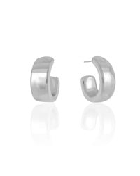 Brinco Argola Oval Lisa 2.2 cm Ródio Branco