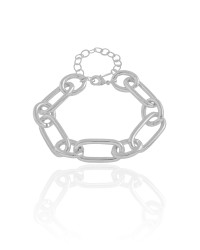 Pulseira Elos Ovais 12 mm Ródio Branco