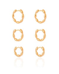 Trio de Argolas Gomos Lisos Banhado a Ouro 18K