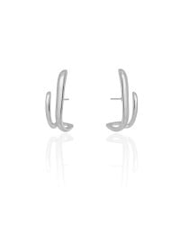 Ear Hook Dois Filetes Lisos 2.5 cm Ródio Branco