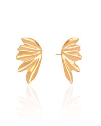 Brinco Asa Lisa 3.3 cm Banhado a Ouro 18K