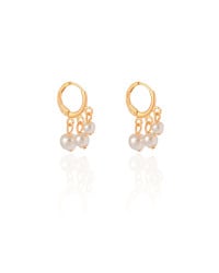 Brinco Argola Click Pérolas 2.3 cm Banhado a Ouro 18K
