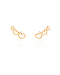 Ear Cuff Corações Vazados 2.3 cm Banhado a Ouro 18K