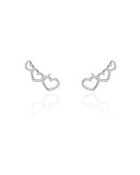 Ear Cuff Corações Vazados 2.3 cm Ródio Branco