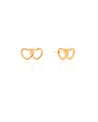 Brinco Corações Entrelaçados 1.6 cm Banhado a Ouro 18K