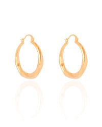 Brinco Argola Torcida Lisa Fecho Italiano 3.3 cm Banhado a Ouro 18K