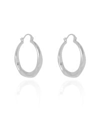 Brinco Argola Torcida Lisa Fecho Italiano 3.3 cm Ródio Branco