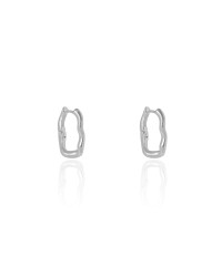Brinco Argola Click Ondulada 1.7 cm Ródio Branco