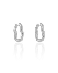 Brinco Argola Click Ondulada 2.4 cm Ródio Branco
