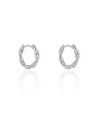 Brinco Argola Click Torcida 1.8 cm Ródio Branco