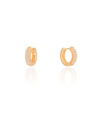 Brinco Argola Click Cravejada Cristal 1.3 cm Banhado a Ouro 18K