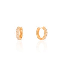 Brinco Argola Click Cravejada Cristal 1.4 cm Banhado a Ouro 18K