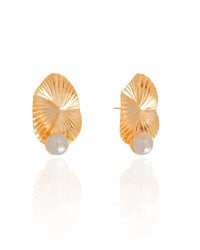 Brinco Oval Orgânico Pérola 2.5 cm Banhado a Ouro 18K