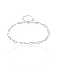 Tornozeleira Elos Ovais 3.5 mm  Ródio Branco