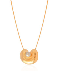 Gargantilha Veneziana Orgânico Liso Pérola Banhado a Ouro 18K