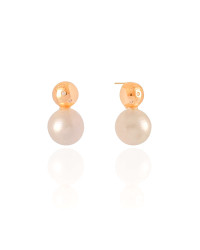 Brinco Bola Pontos de Luz Pérola 14 mm Banhado a Ouro 18K