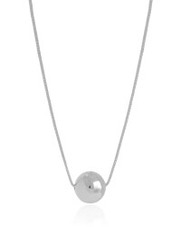 Gargantilha Longa Bola Lisa 16 mm Ródio Branco - 60 cm