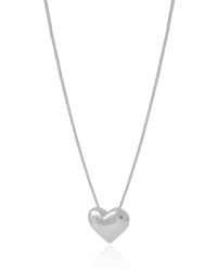 Gargantilha Veneziana Coração Liso Ródio Branco - 45 cm