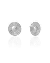 Brinco Redondo Coração Liso 1.9 cm Ródio Branco