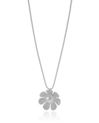 Gargantilha Veneziana Flor Lisa 2.3 cm Ródio Branco - 45 cm