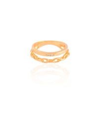 Anel Duplo Elos Tamanho 17 Banhado a Ouro 18K