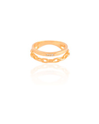 Anel Duplo Elos Tamanho 19 Banhado a Ouro 18K