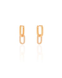 Brinco Argola Click Pingente Oval Cravejado Cristal 2.3 cm Banhado a Ouro 18K