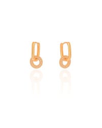 Brinco Argola Click Pingente Círculo Cravejado Cristal 1.9 cm Banhado a Ouro 18K