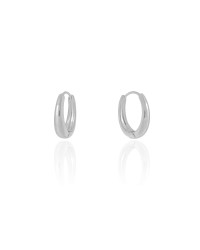 Brinco Argola Click Oval Lisa 1.7 cm Ródio Branco
