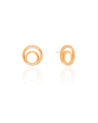 Brinco Redondo Vazado Cravejado Cristal 1.5 cm Banhado a Ouro 18K