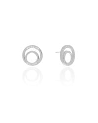 Brinco Redondo Vazado Cravejado Cristal 1.5 cm Ródio Branco
